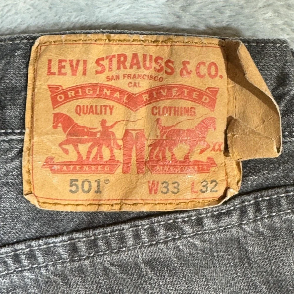 Levis 501 Jeans Mens 33x32 Gray Button Fly Original Fit Straight Leg Button Fly